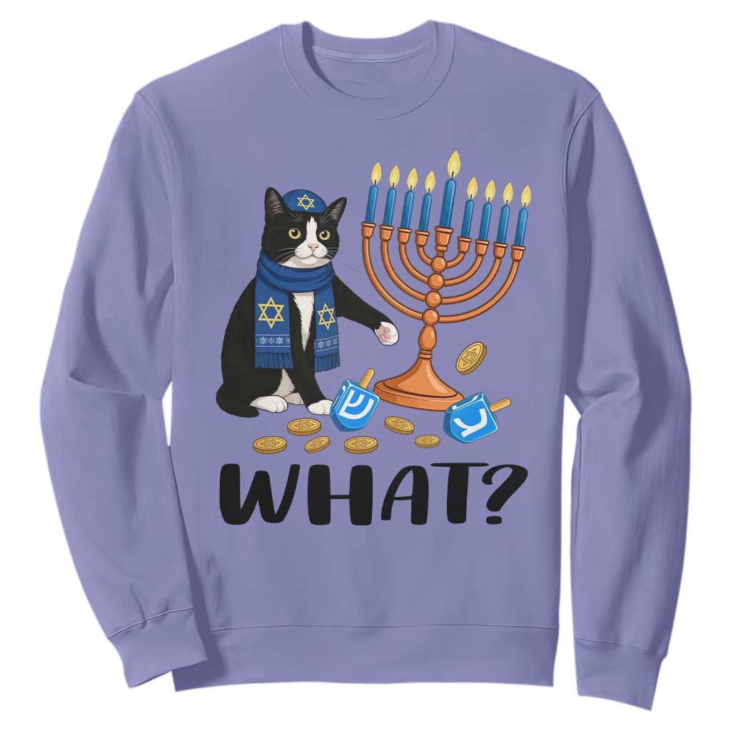 Funny Black Cat Chaos Hanukkah Menorah Gift Sweatshirt TS12 Violet Print Your Wear