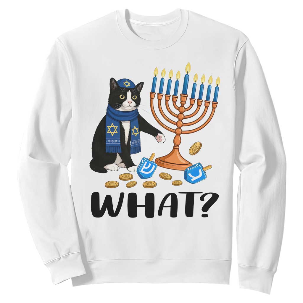 Funny Black Cat Chaos Hanukkah Menorah Gift Sweatshirt TS12 White Print Your Wear
