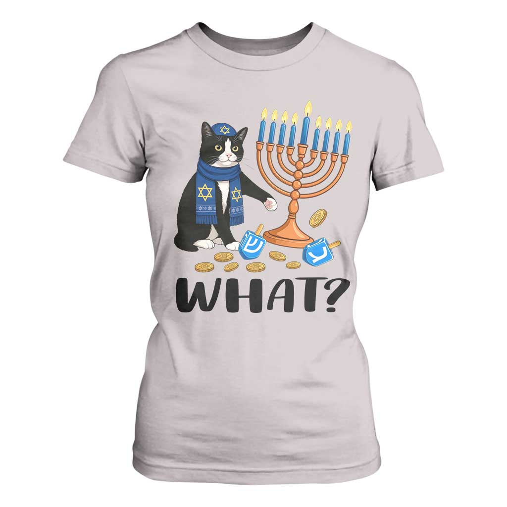 Funny Black Cat Chaos Hanukkah Menorah Gift T Shirt For Women TS12 Ice Gray Print Your Wear