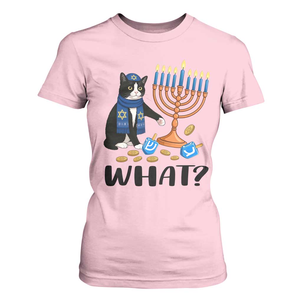 Funny Black Cat Chaos Hanukkah Menorah Gift T Shirt For Women TS12 Light Pink Print Your Wear