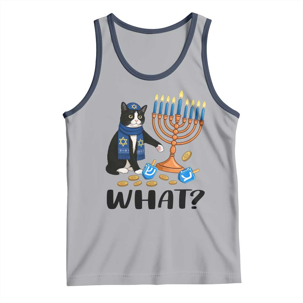 Funny Black Cat Chaos Hanukkah Menorah Gift Tank Top TS12 Athletic Heather Navy Print Your Wear
