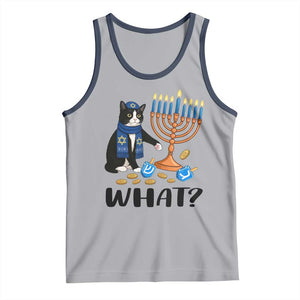 Funny Black Cat Chaos Hanukkah Menorah Gift Tank Top TS12 Athletic Heather Navy Print Your Wear