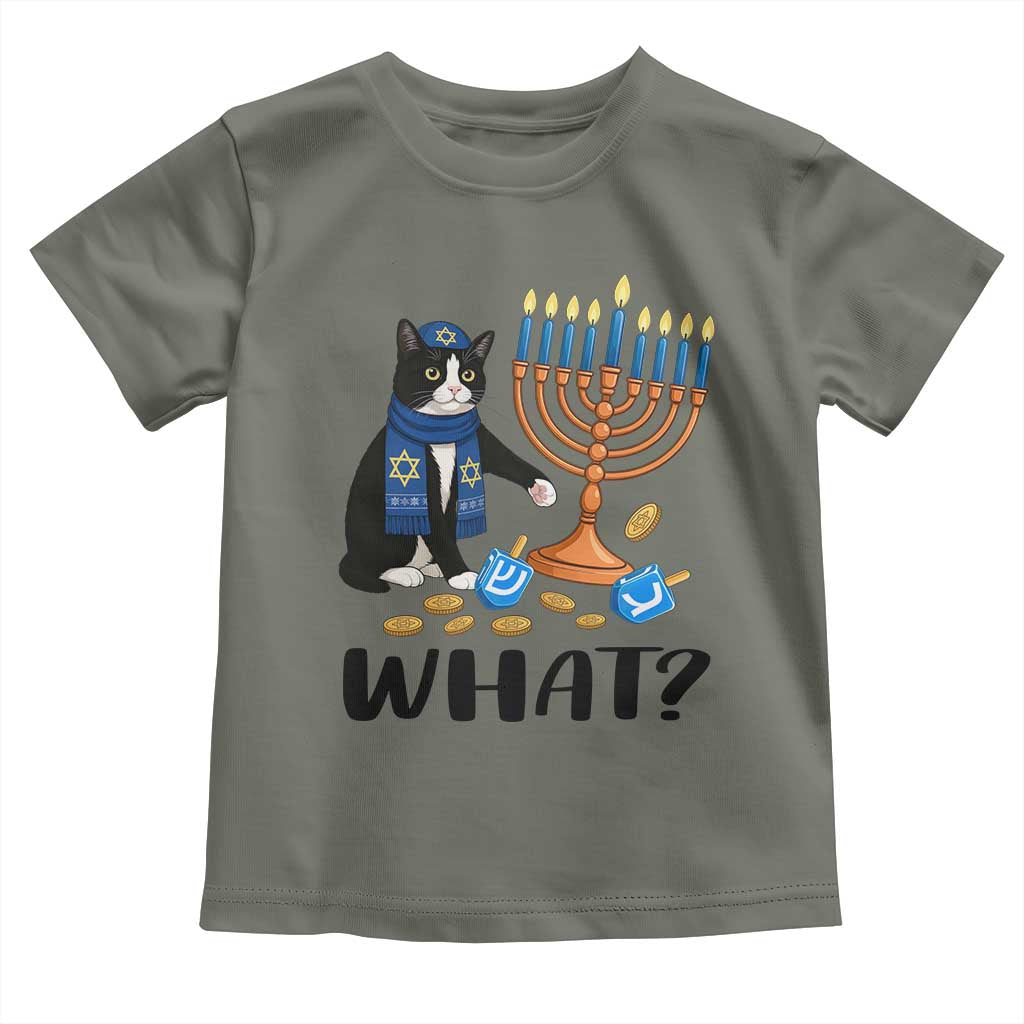 Funny Black Cat Chaos Hanukkah Menorah Gift Toddler T Shirt TS12 Military Green Print Your Wear