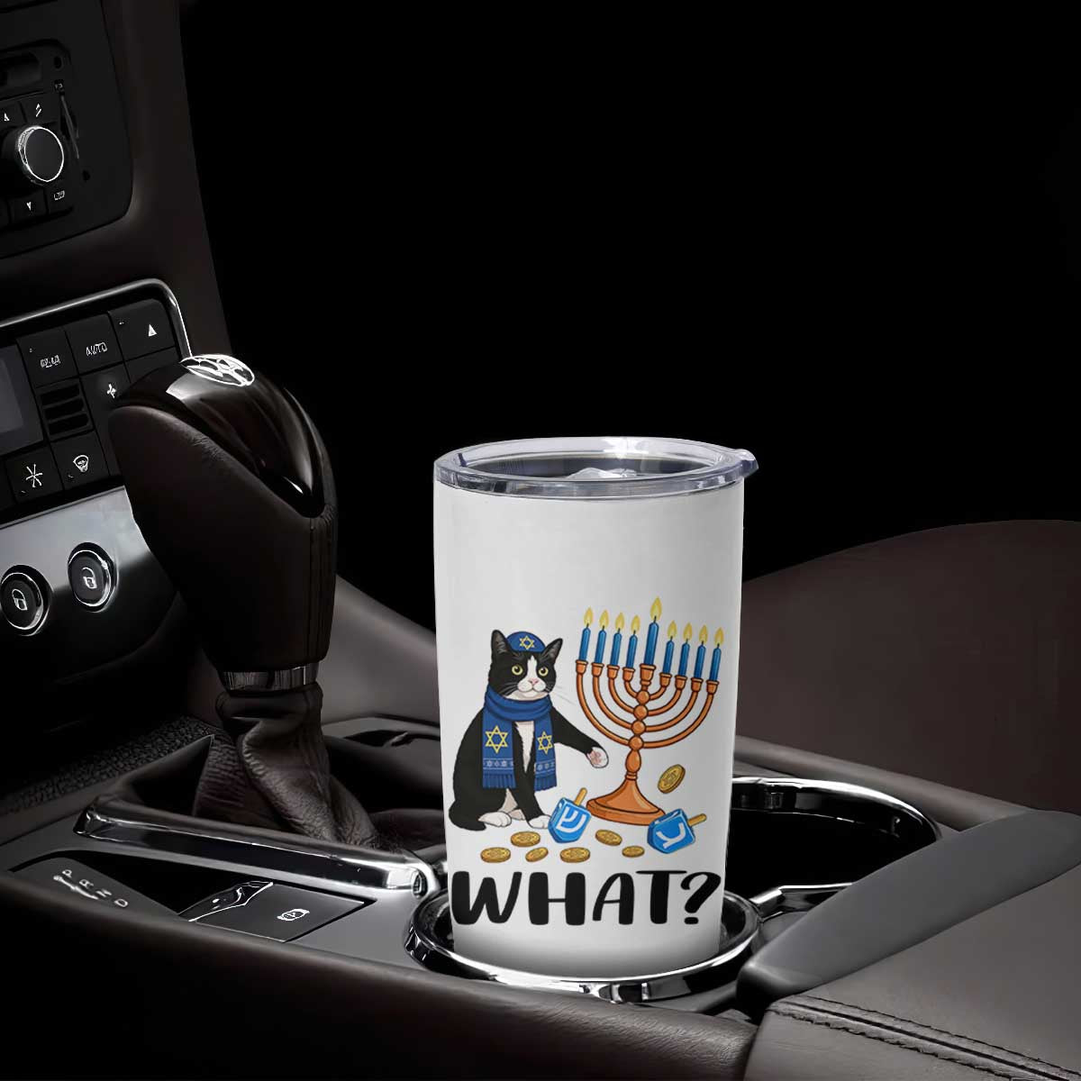 Funny Black Cat Chaos Hanukkah Menorah Gift Tumbler Cup TS12 Print Your Wear