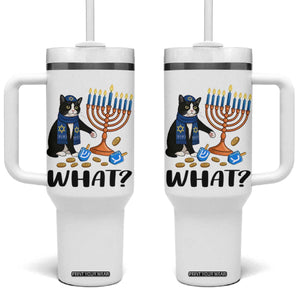 Funny Black Cat Chaos Hanukkah Menorah Gift Tumbler With Handle TS12 One Size: 40 oz White Print Your Wear