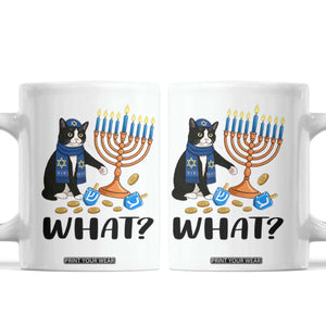 Funny Black Cat Chaos Hanukkah Menorah Gift Coffee Mug TS12 White Print Your Wear