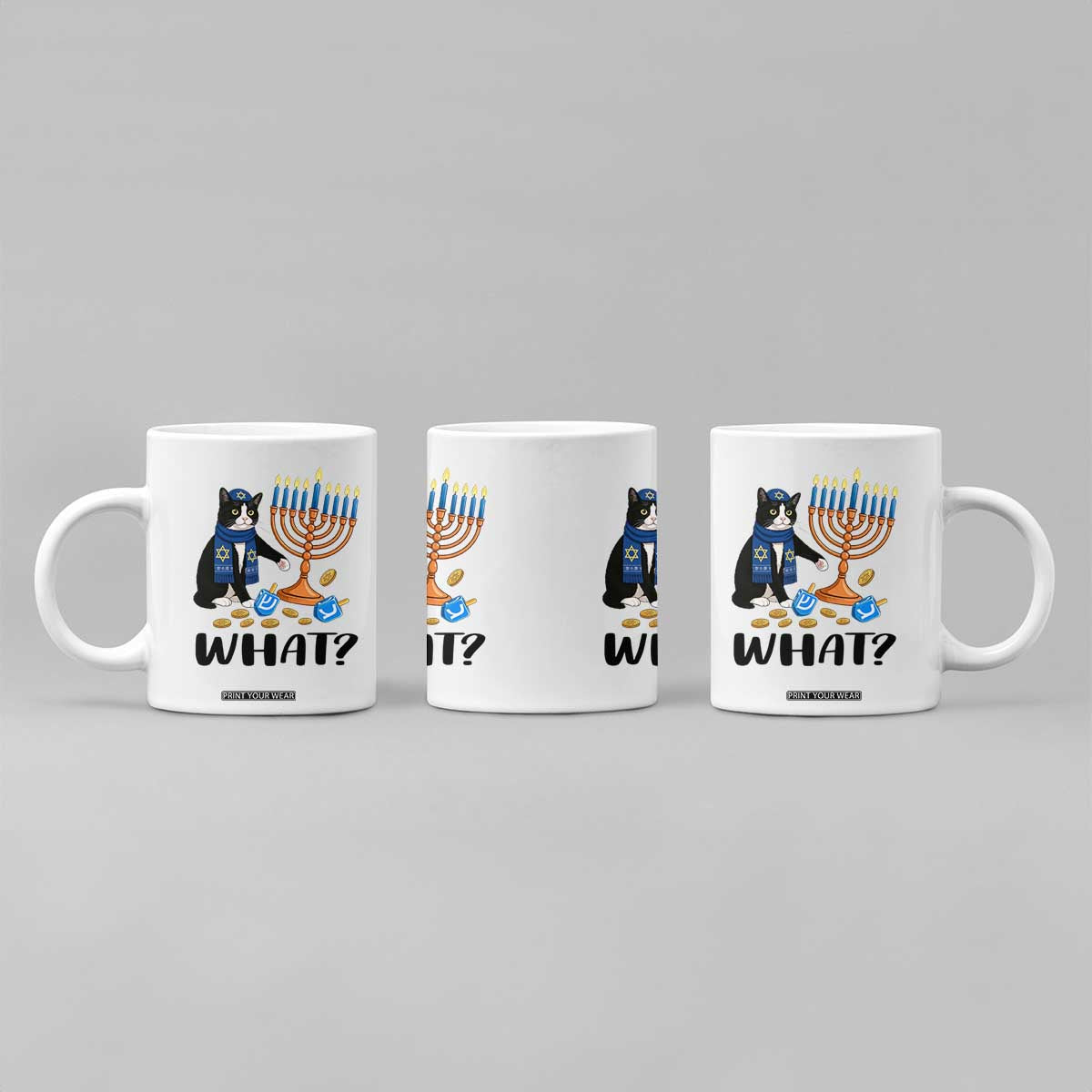 Funny Black Cat Chaos Hanukkah Menorah Gift Coffee Mug TS12 Print Your Wear