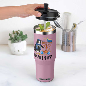 Funny Black Cat Chaos Hanukkah Menorah Gift Flip Straw Tumbler TS12 One Size: 30 oz Light Pink Print Your Wear