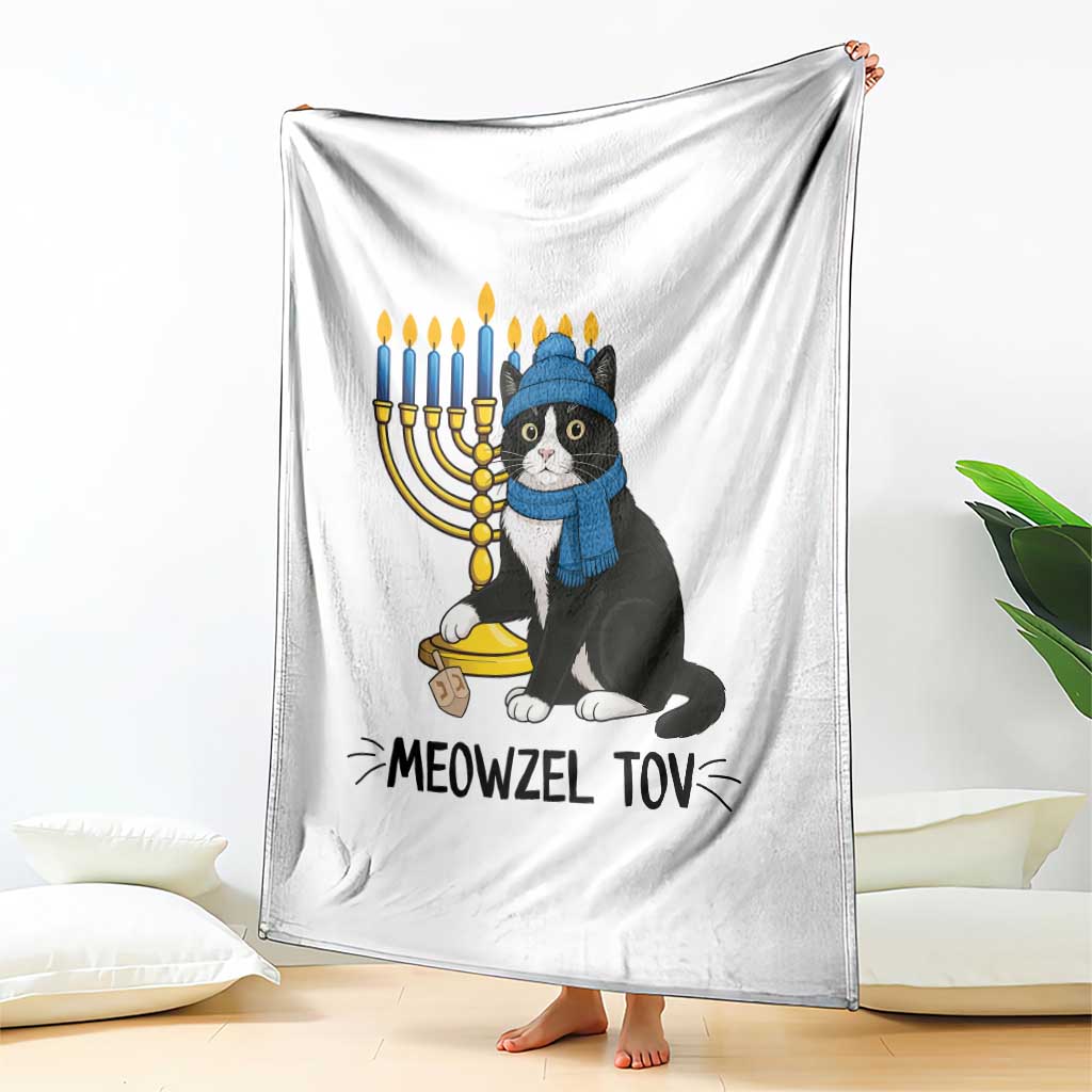 Meowzel Tov Throw Blanket Black Cat Playing Dreidel Menorah Hanukkah Gift TS12 Print Your Wear