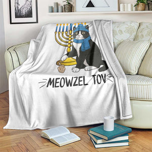 Meowzel Tov Throw Blanket Black Cat Playing Dreidel Menorah Hanukkah Gift TS12 Print Your Wear