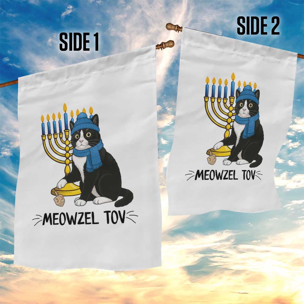 Meowzel Tov Garden Flag Black Cat Playing Dreidel Menorah Hanukkah Gift TS12 Print Your Wear