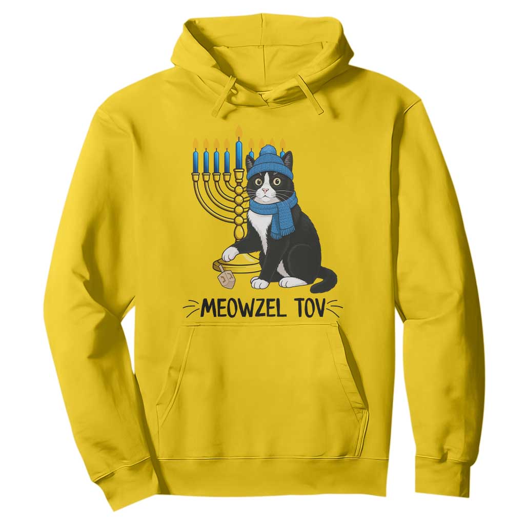Meowzel Tov Hoodie Black Cat Playing Dreidel Menorah Hanukkah Gift TS12 Daisy Print Your Wear