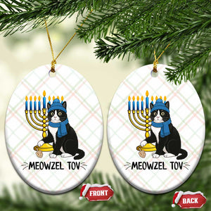 Meowzel Tov Ceramic Ornament Black Cat Playing Dreidel Menorah Hanukkah Gift TS12 Print Your Wear