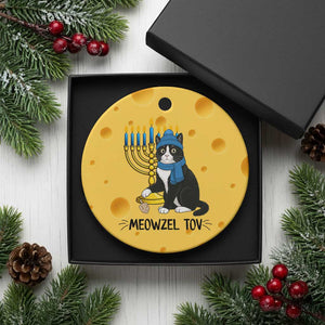 Meowzel Tov Ceramic Ornament Black Cat Playing Dreidel Menorah Hanukkah Gift TS12 1pc Yellow Cheese Print Your Wear