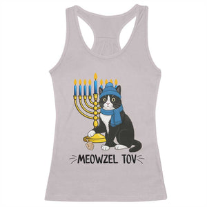 Meowzel Tov Racerback Tank Top Black Cat Playing Dreidel Menorah Hanukkah Gift TS12 Ice Gray Print Your Wear