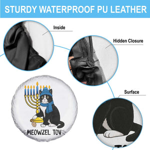 Meowzel Tov Spare Tire Cover Black Cat Playing Dreidel Menorah Hanukkah Gift TS12 Print Your Wear