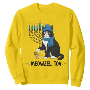 Meowzel Tov Sweatshirt Black Cat Playing Dreidel Menorah Hanukkah Gift TS12 Daisy Print Your Wear