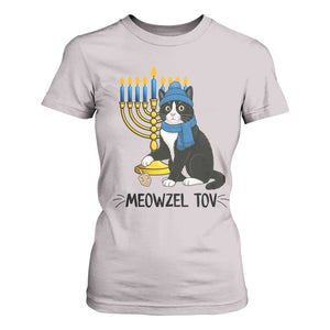 Meowzel Tov T Shirt For Women Black Cat Playing Dreidel Menorah Hanukkah Gift TS12 Ice Gray Print Your Wear
