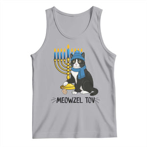 Meowzel Tov Tank Top Black Cat Playing Dreidel Menorah Hanukkah Gift TS12 Athletic Heather Print Your Wear