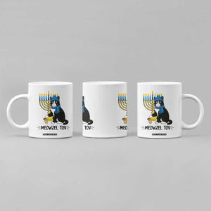 Meowzel Tov Coffee Mug Black Cat Playing Dreidel Menorah Hanukkah Gift TS12 Print Your Wear
