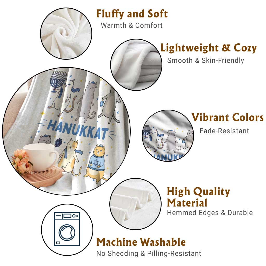 Hanukkat Throw Blanket Funny Cats Hanukkah Festival Of Lights Gift TS12 Print Your Wear