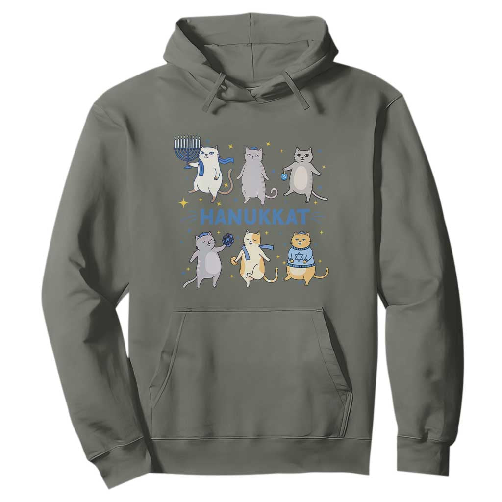 Hanukkat Hoodie Funny Cats Hanukkah Festival Of Lights Gift TS12 Military Green Print Your Wear