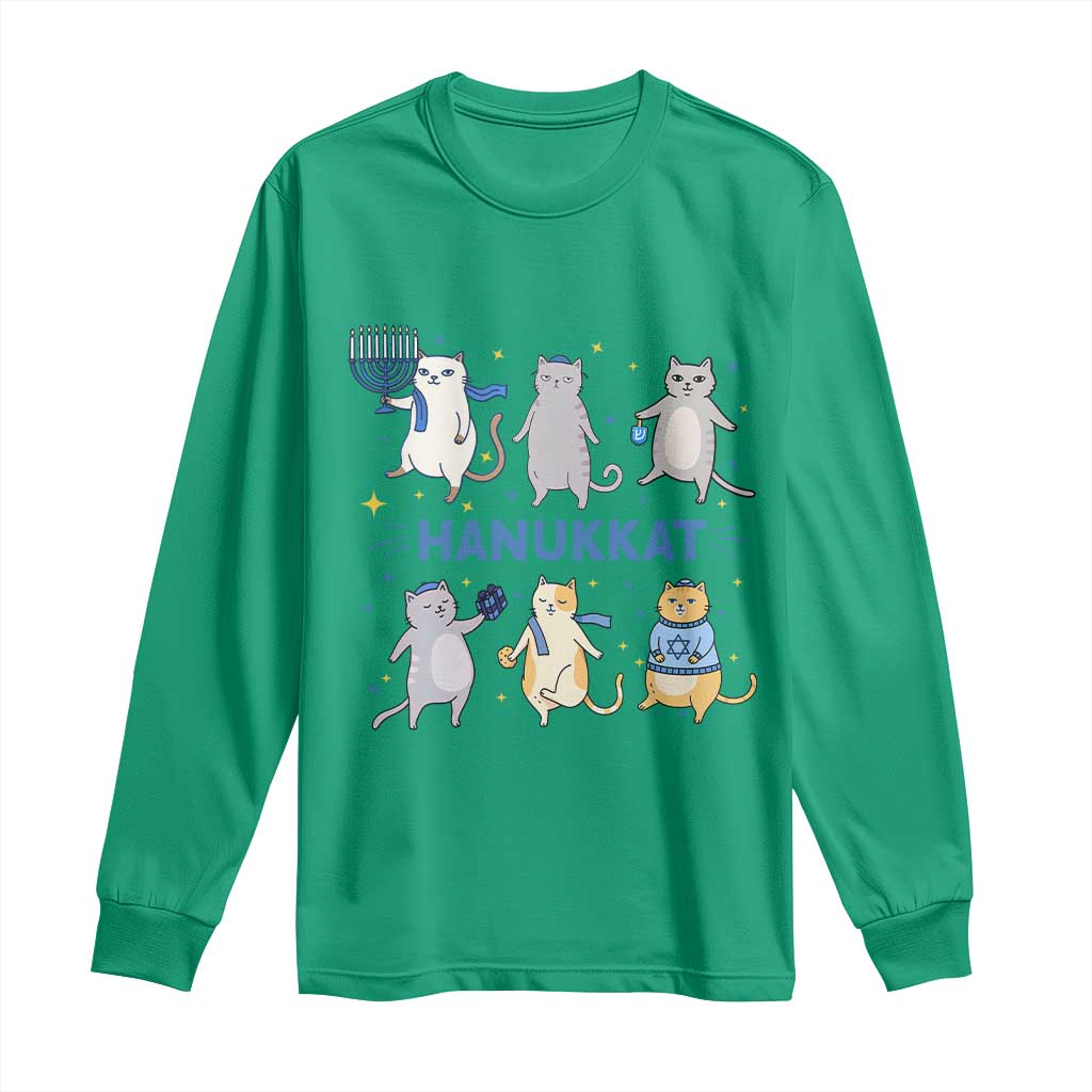 Hanukkat Long Sleeve Shirt Funny Cats Hanukkah Festival Of Lights Gift TS12 Irish Green Print Your Wear