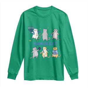 Hanukkat Long Sleeve Shirt Funny Cats Hanukkah Festival Of Lights Gift TS12 Irish Green Print Your Wear