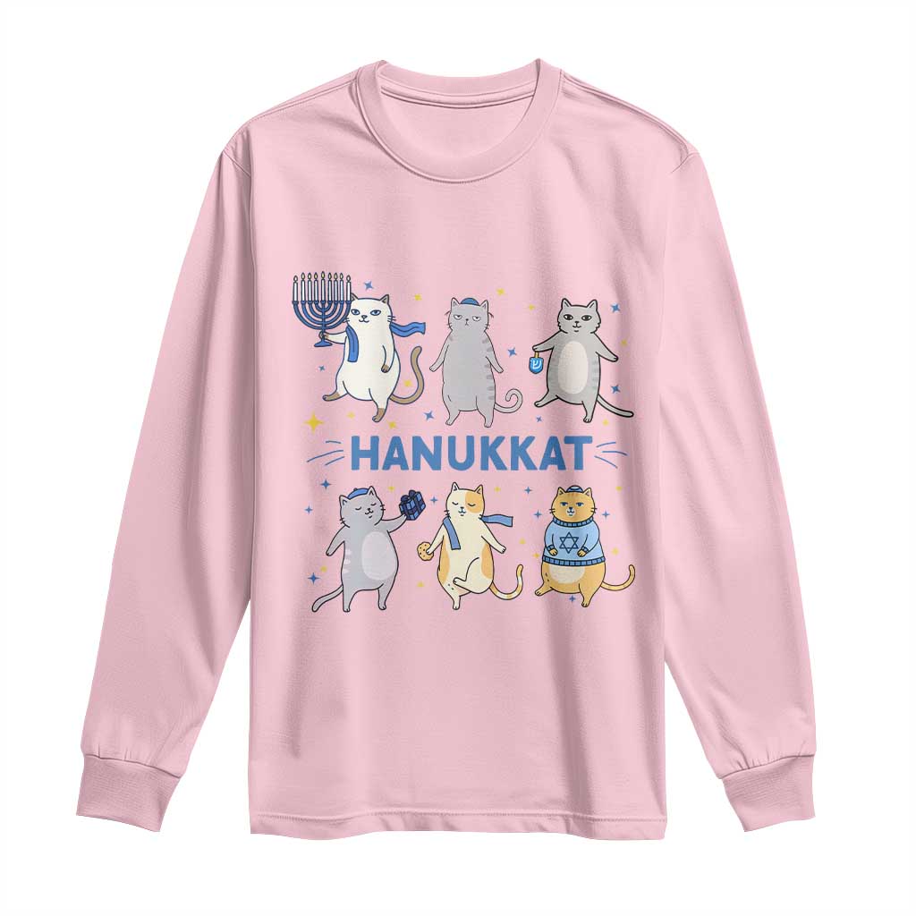 Hanukkat Long Sleeve Shirt Funny Cats Hanukkah Festival Of Lights Gift TS12 Light Pink Print Your Wear