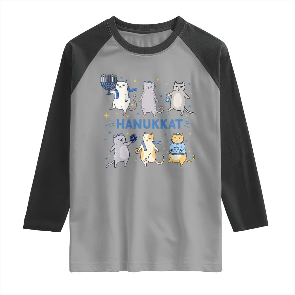 Hanukkat Raglan Shirt Funny Cats Hanukkah Festival Of Lights Gift TS12 Sport Gray Black Print Your Wear