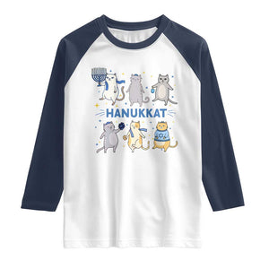 Hanukkat Raglan Shirt Funny Cats Hanukkah Festival Of Lights Gift TS12 White Navy Print Your Wear