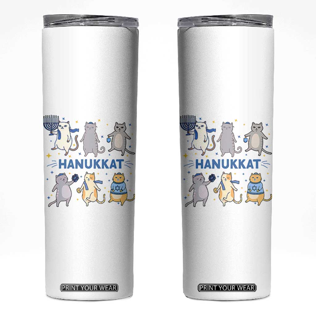Hanukkat Skinny Tumbler Funny Cats Hanukkah Festival Of Lights Gift TS12 White Print Your Wear