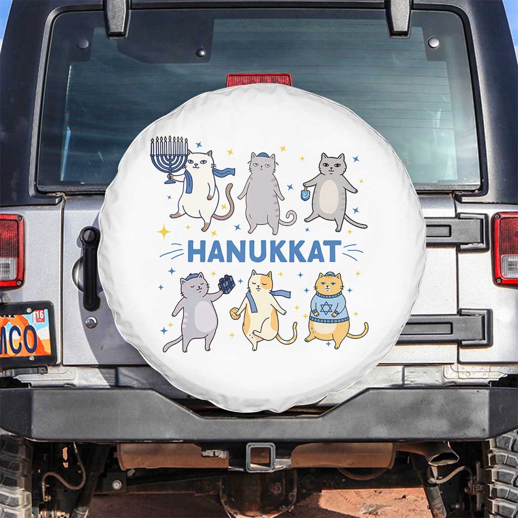 Hanukkat Spare Tire Cover Funny Cats Hanukkah Festival Of Lights Gift TS12 No hole Black Print Your Wear