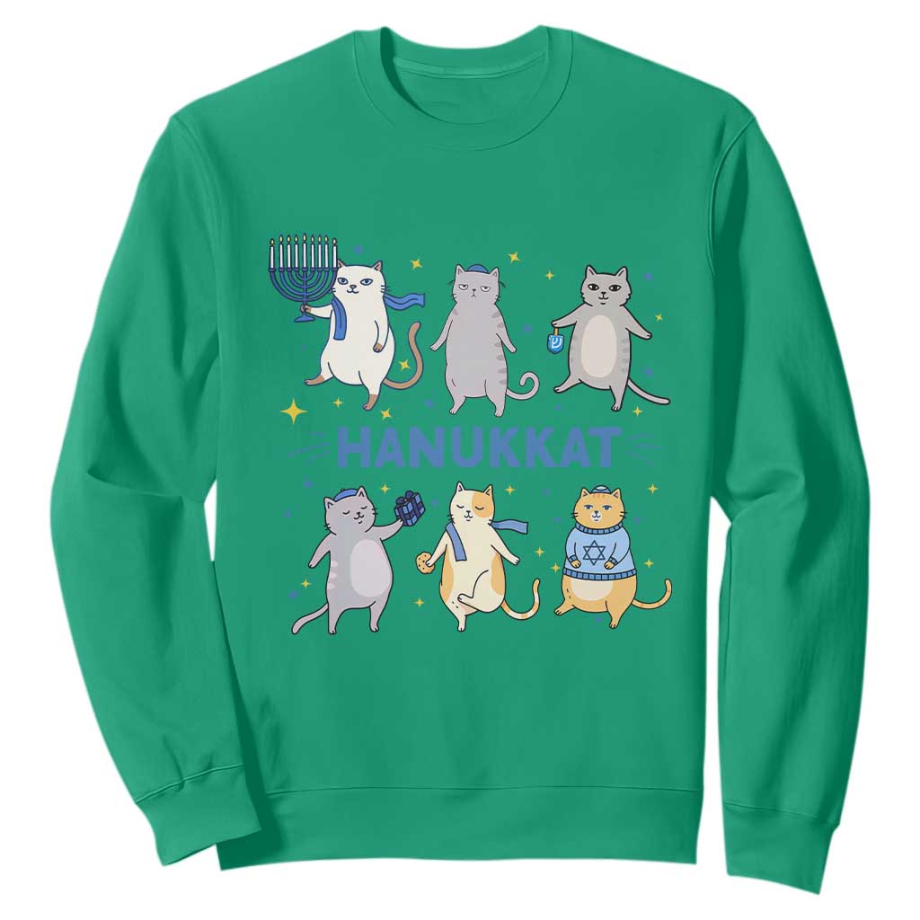 Hanukkat Sweatshirt Funny Cats Hanukkah Festival Of Lights Gift TS12 Irish Green Print Your Wear