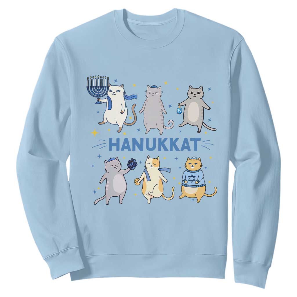 Hanukkat Sweatshirt Funny Cats Hanukkah Festival Of Lights Gift TS12 Light Blue Print Your Wear