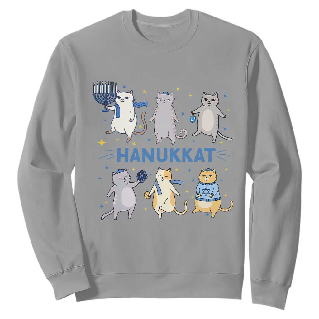 Hanukkat Sweatshirt Funny Cats Hanukkah Festival Of Lights Gift TS12 Sport Gray Print Your Wear