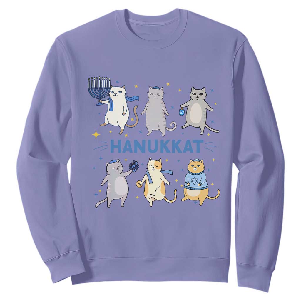 Hanukkat Sweatshirt Funny Cats Hanukkah Festival Of Lights Gift TS12 Violet Print Your Wear