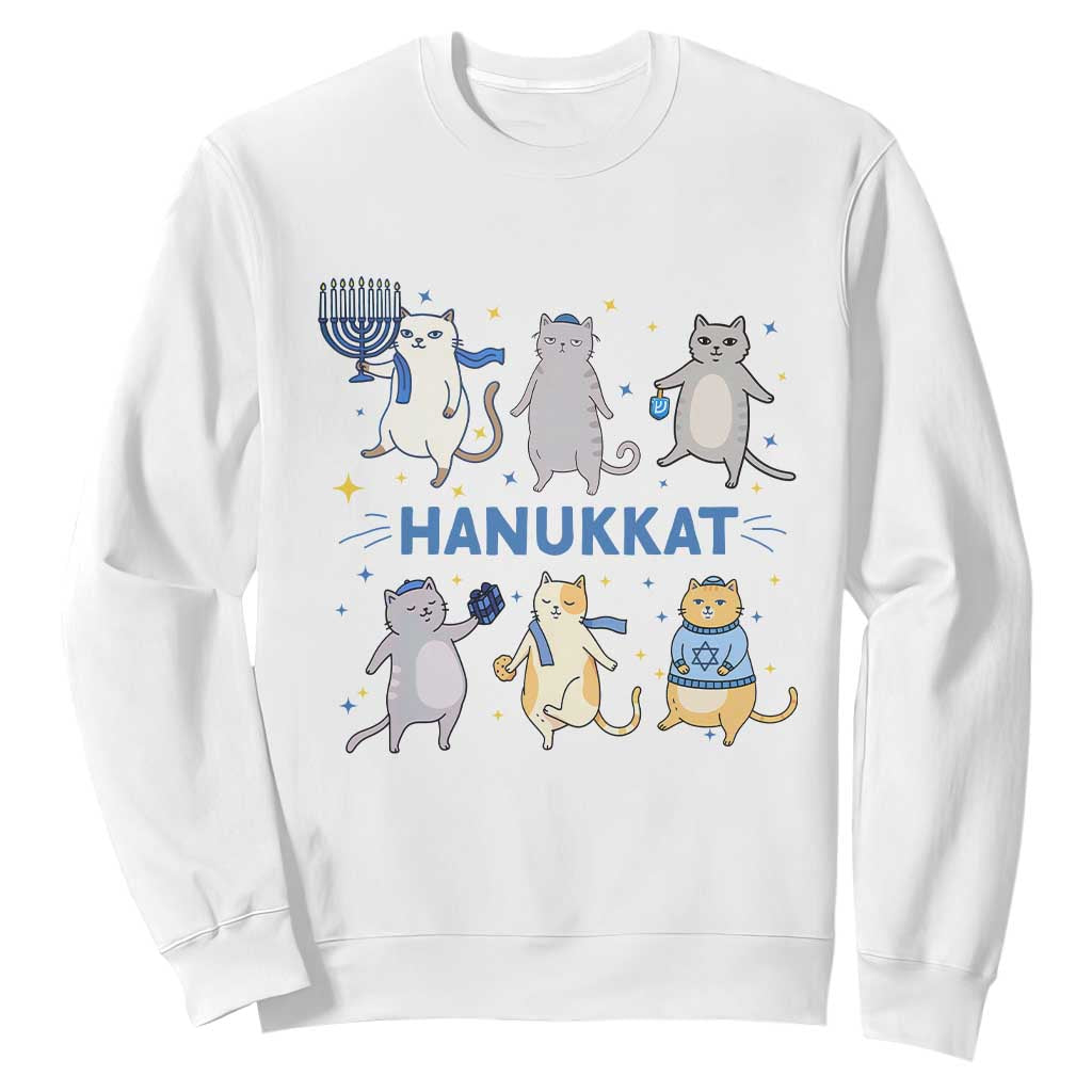 Hanukkat Sweatshirt Funny Cats Hanukkah Festival Of Lights Gift TS12 White Print Your Wear
