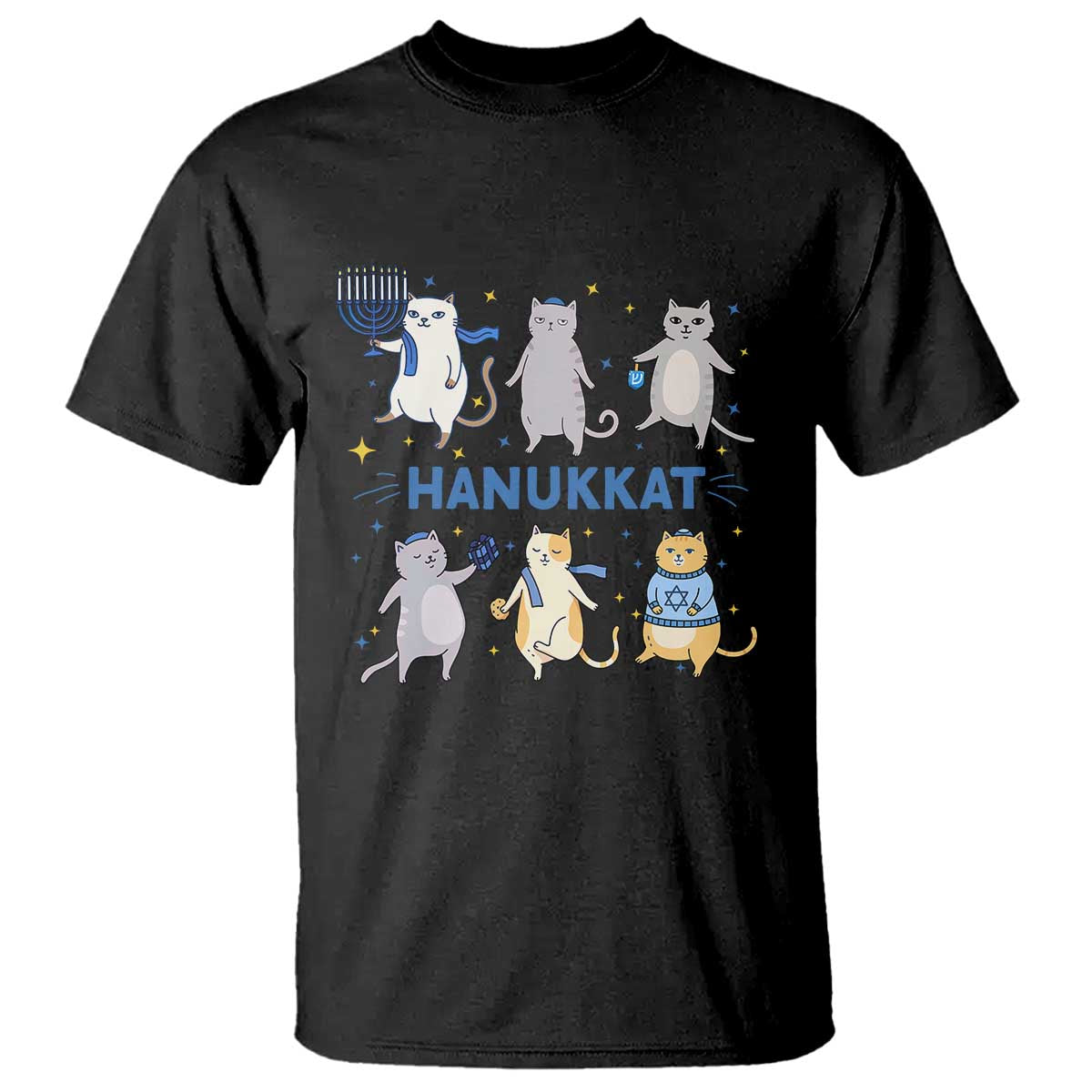 Hanukkat T Shirt Funny Cats Hanukkah Festival Of Lights Gift TS12 Black Print Your Wear
