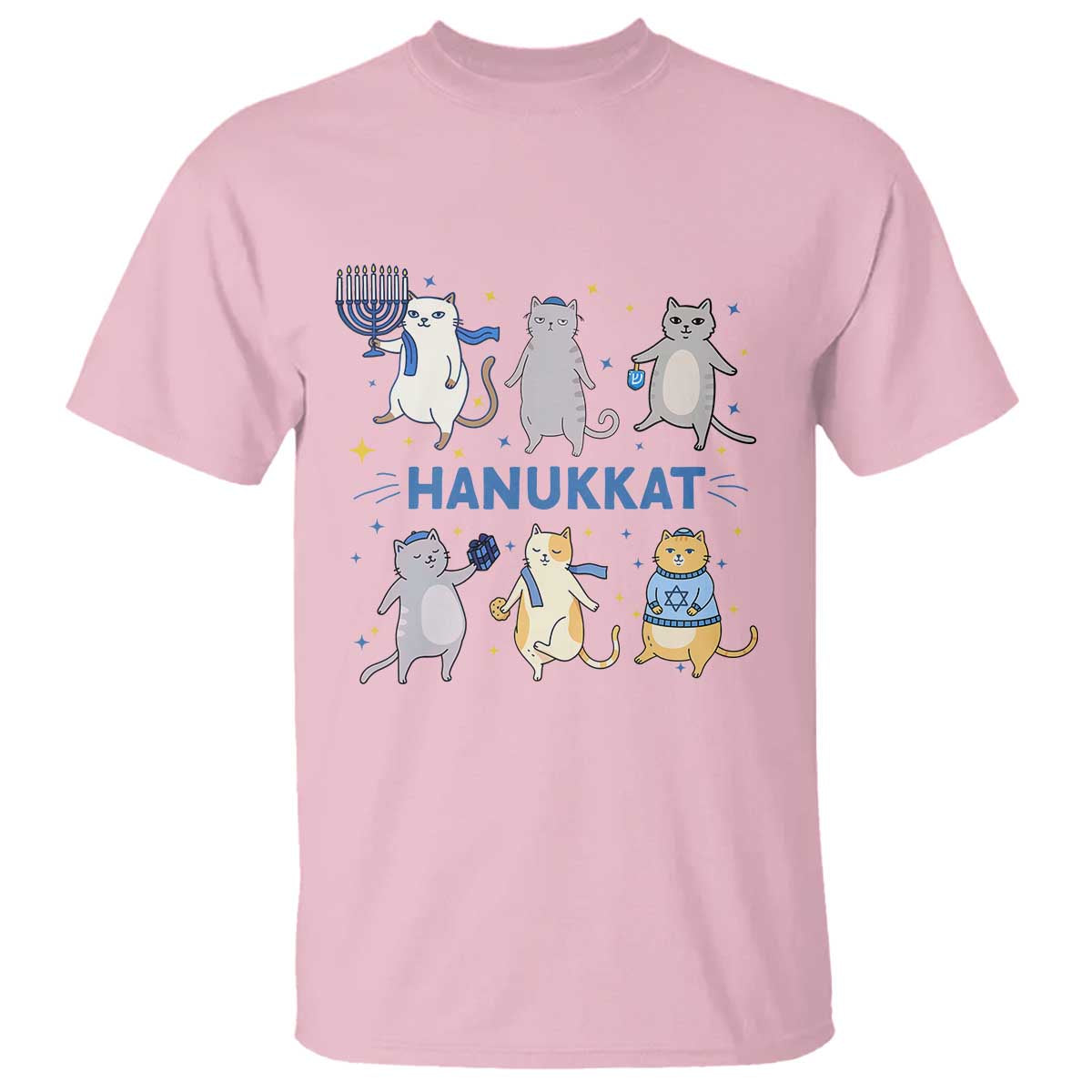 Hanukkat T Shirt Funny Cats Hanukkah Festival Of Lights Gift TS12 Light Pink Print Your Wear