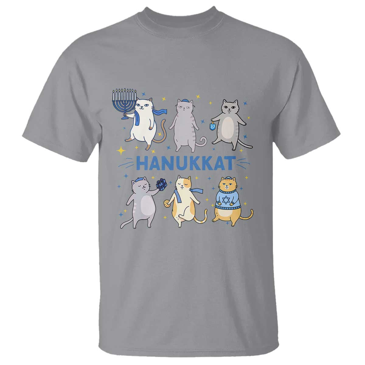 Hanukkat T Shirt Funny Cats Hanukkah Festival Of Lights Gift TS12 Sport Gray Print Your Wear