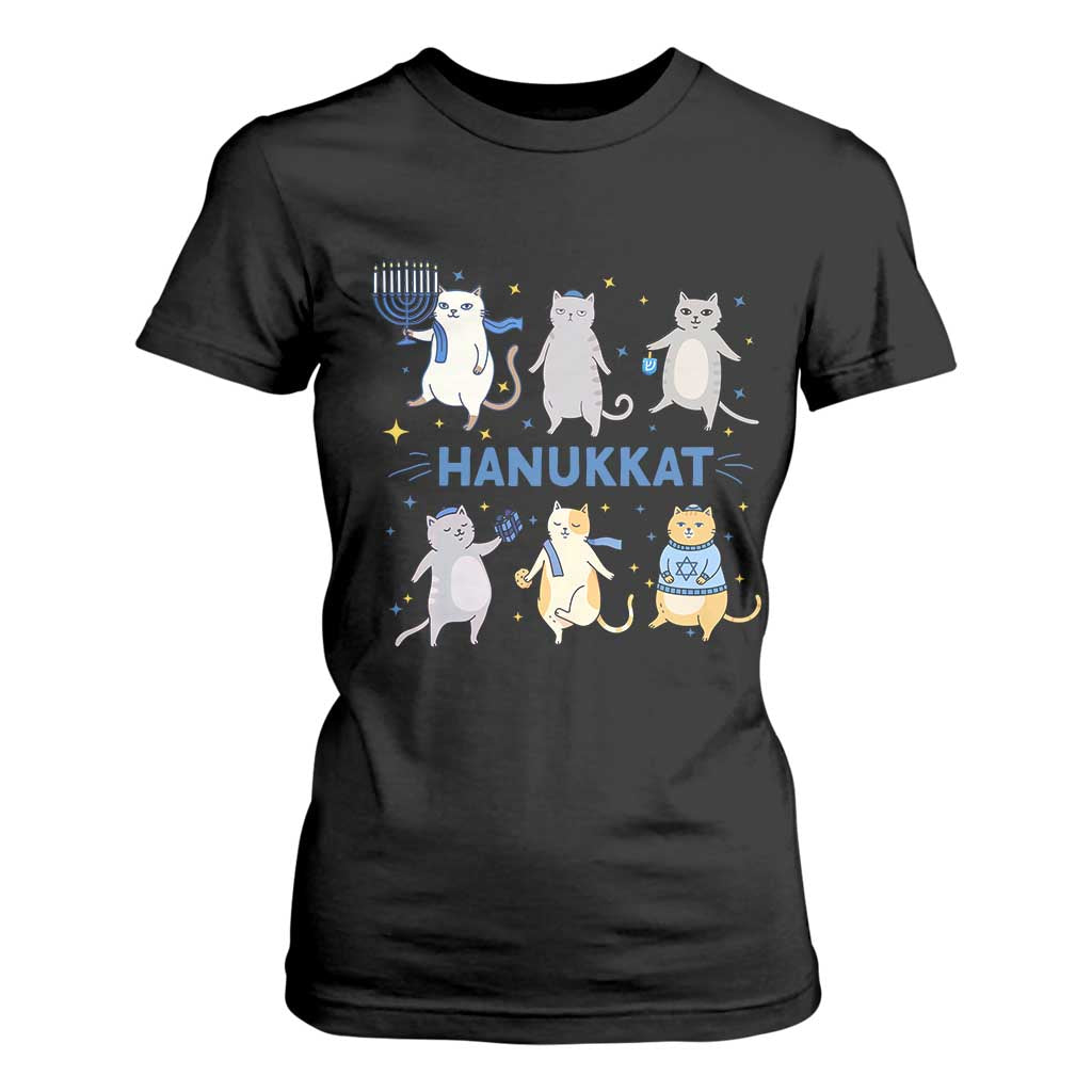 Hanukkat T Shirt For Women Funny Cats Hanukkah Festival Of Lights Gift TS12 Black Print Your Wear