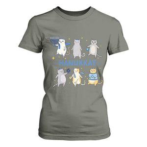 Hanukkat T Shirt For Women Funny Cats Hanukkah Festival Of Lights Gift TS12 Military Green Print Your Wear