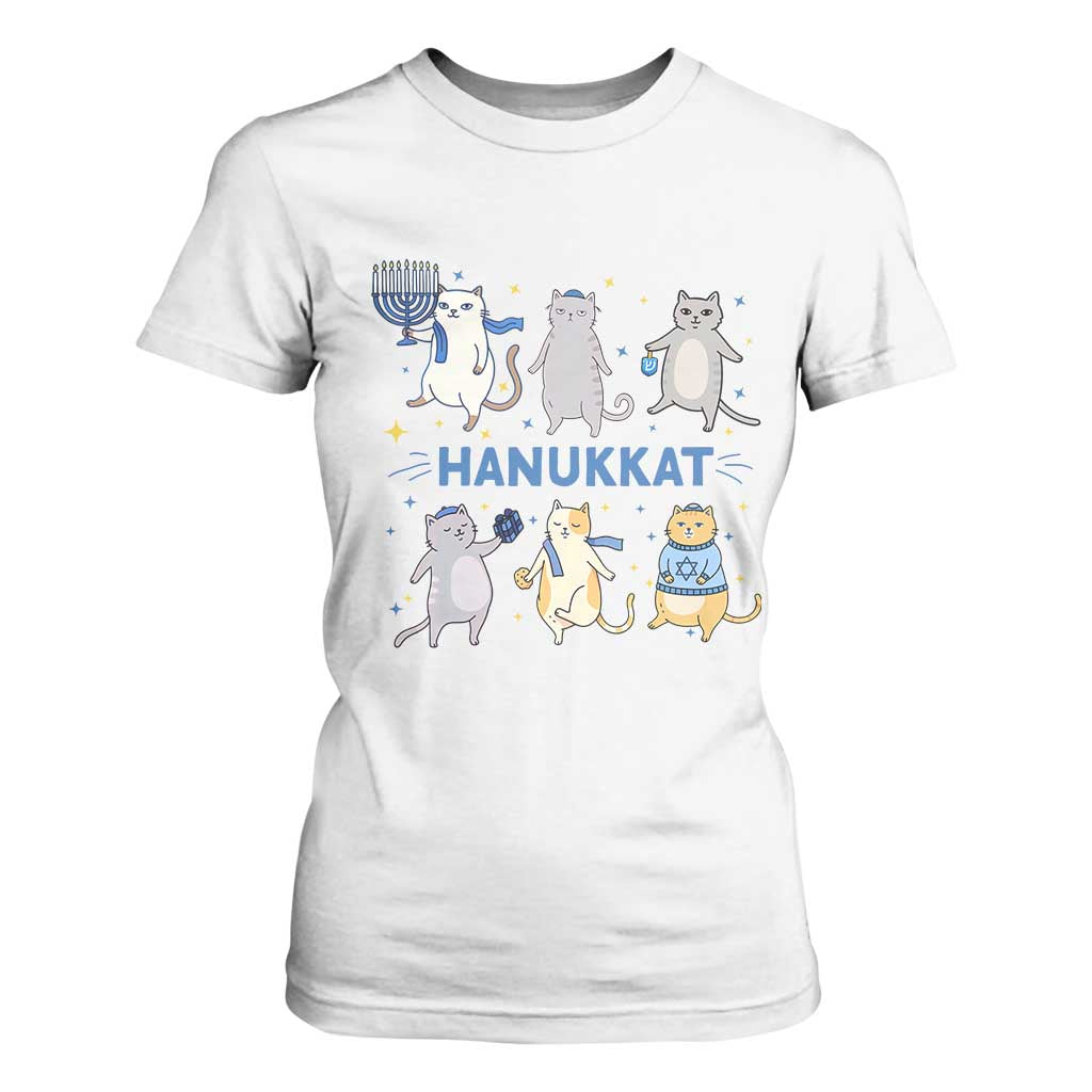 Hanukkat T Shirt For Women Funny Cats Hanukkah Festival Of Lights Gift TS12 White Print Your Wear