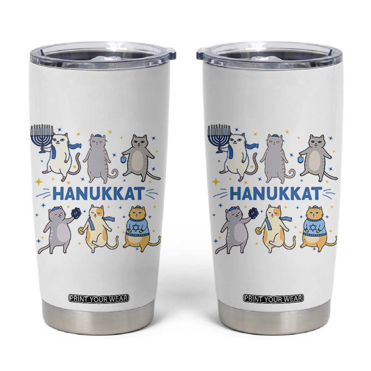 Hanukkat Tumbler Cup Funny Cats Hanukkah Festival Of Lights Gift TS12 White Print Your Wear