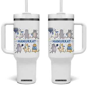 Hanukkat Tumbler With Handle Funny Cats Hanukkah Festival Of Lights Gift TS12 One Size: 40 oz White Print Your Wear