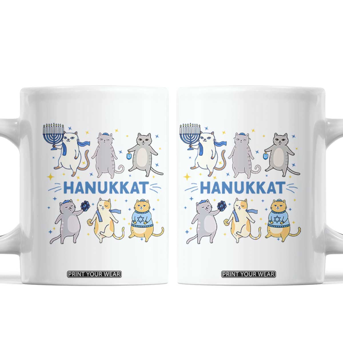 Hanukkat Coffee Mug Funny Cats Hanukkah Festival Of Lights Gift TS12 White Print Your Wear
