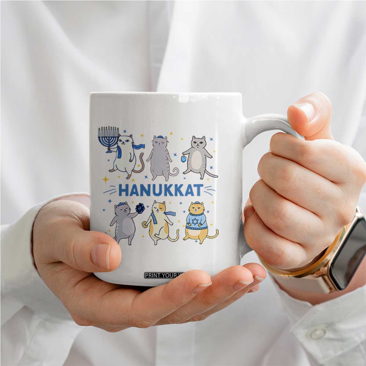 Hanukkat Coffee Mug Funny Cats Hanukkah Festival Of Lights Gift TS12 Print Your Wear