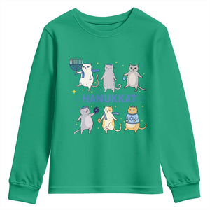 Hanukkat Youth Sweatshirt Funny Cats Hanukkah Festival Of Lights Gift TS12 Irish Green Print Your Wear