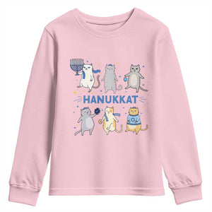 Hanukkat Youth Sweatshirt Funny Cats Hanukkah Festival Of Lights Gift TS12 Light Pink Print Your Wear